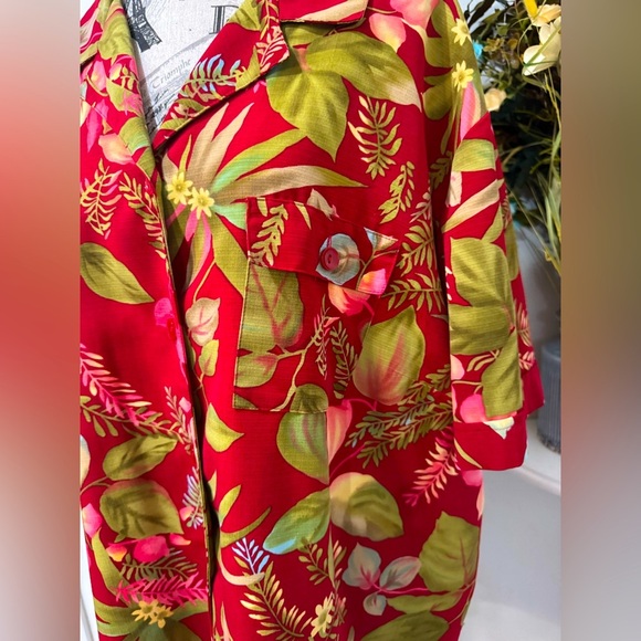 Sag Harbor Red and Green Summer Tropical Casual Button Down Shirt size 3X - Picture 2 of 9